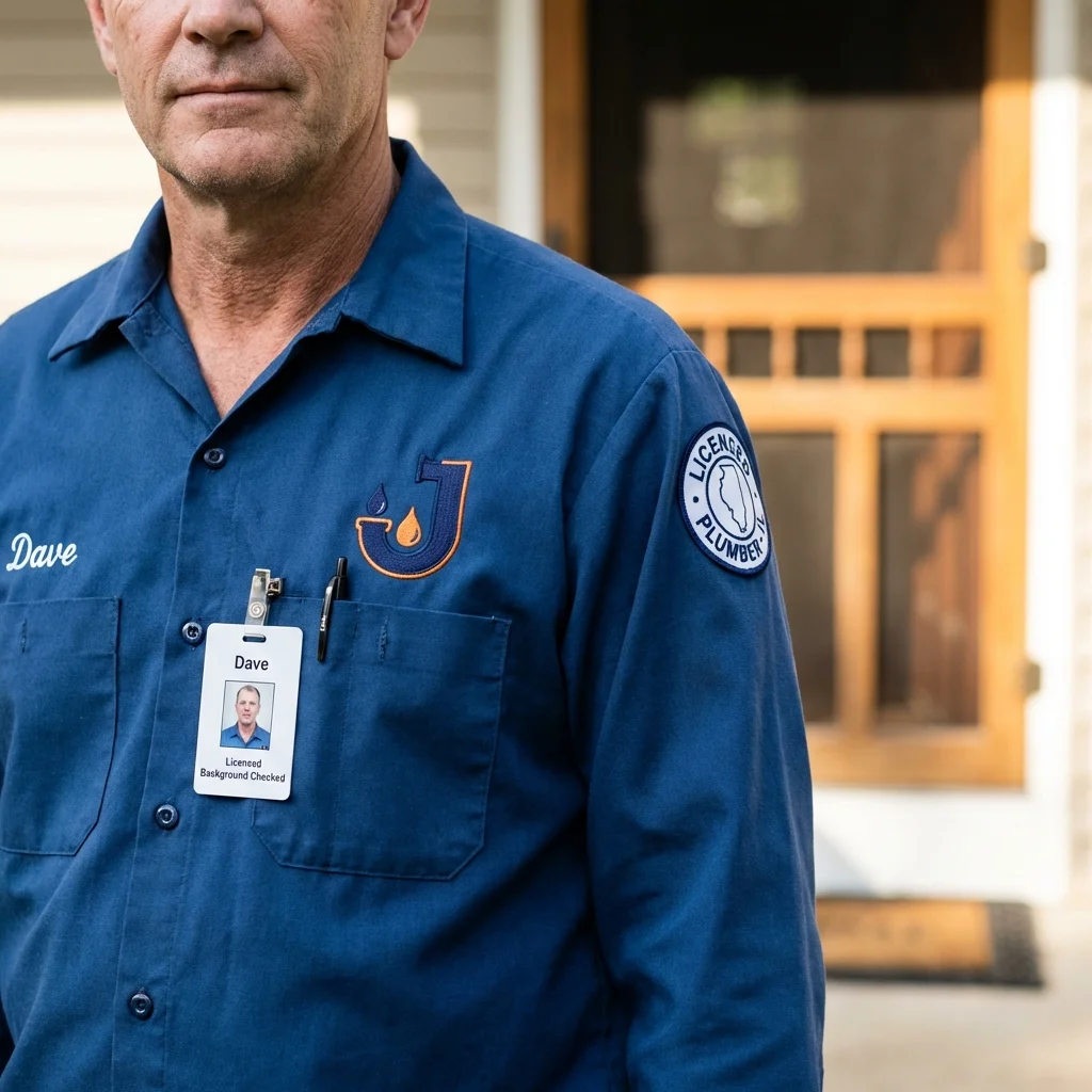 Licensed plumber showing ID badge in Cape May Court House, NJ