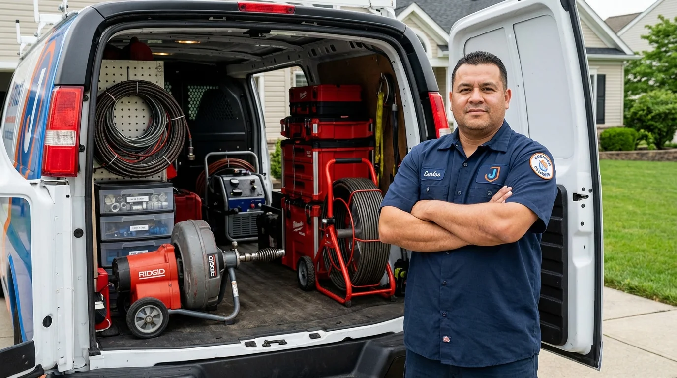 Professional drain cleaning equipment and Johns Plumbing LLC plumber in Cape May Court House