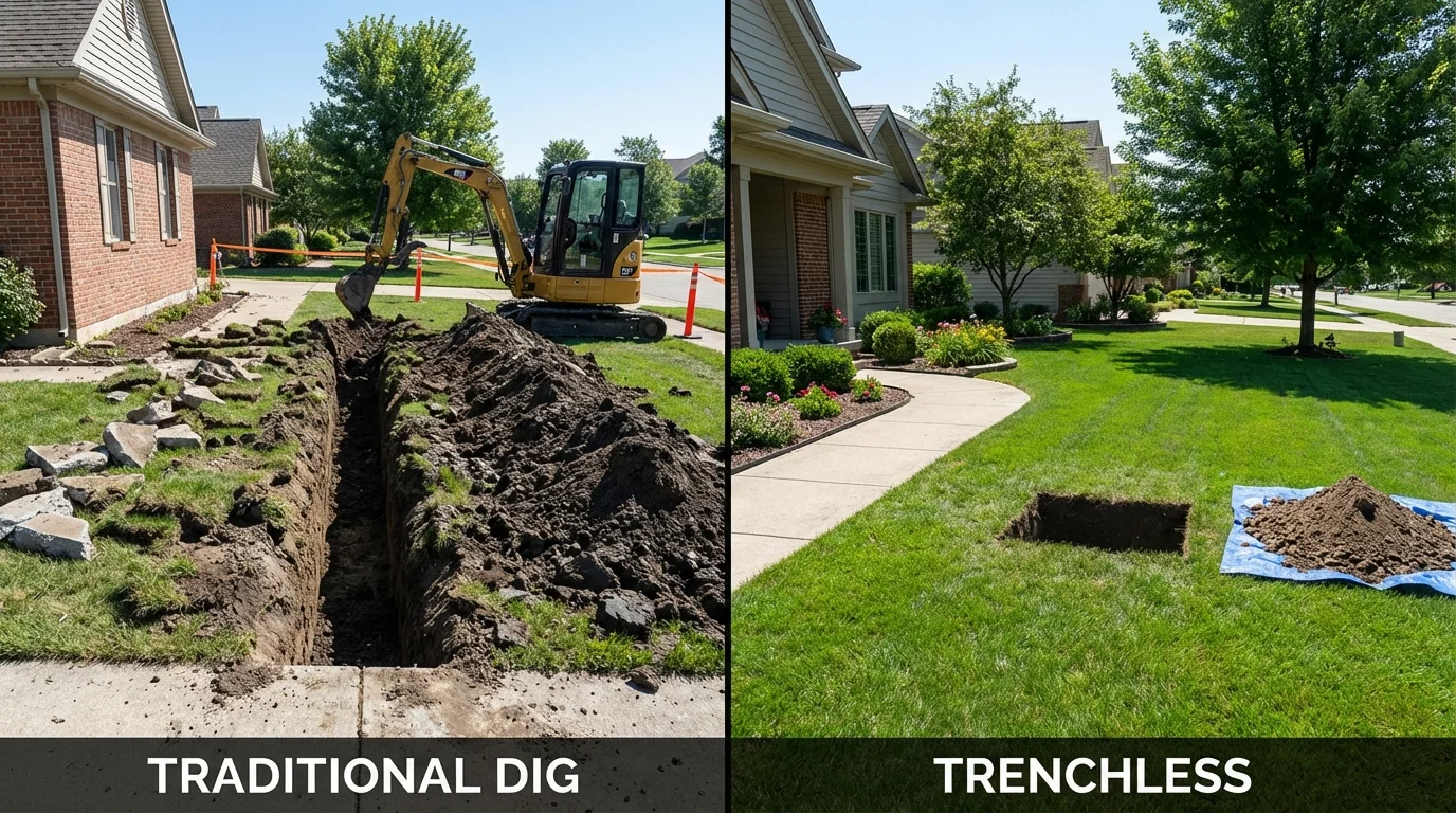 Trenchless sewer repair with minimal yard damage versus traditional excavation in Cape May Court House, NJ